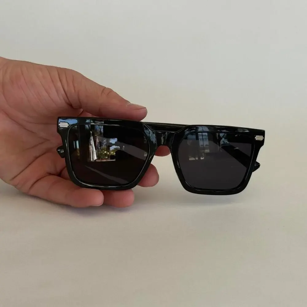 Y2K Black Angled Frame Sunglasses Unisex 2000s Bold Look UVA UVB